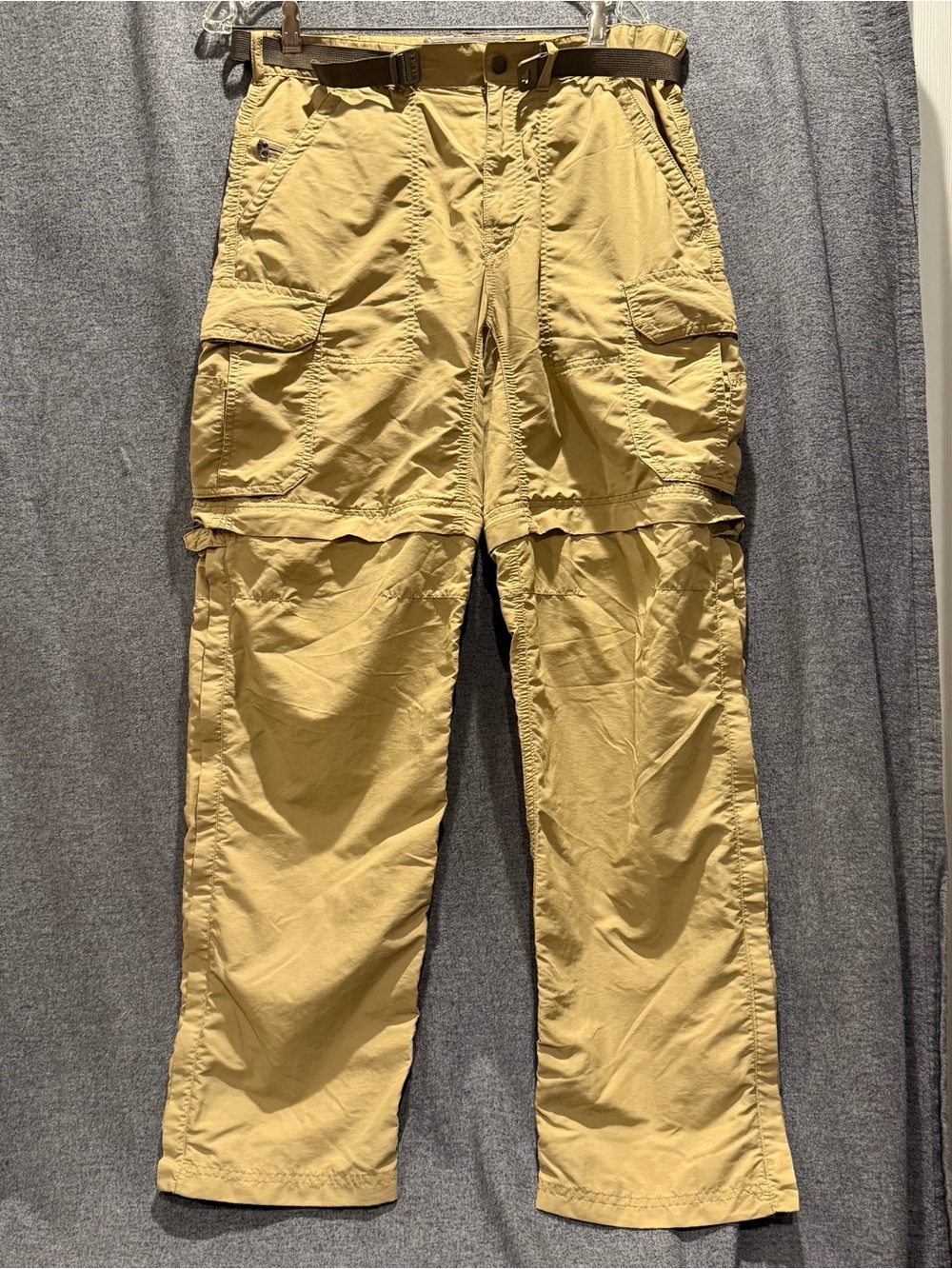 REI Co-op Sahara Convertible Pants Men S 32L Nylon Cargo Hiking Zip Off Tan